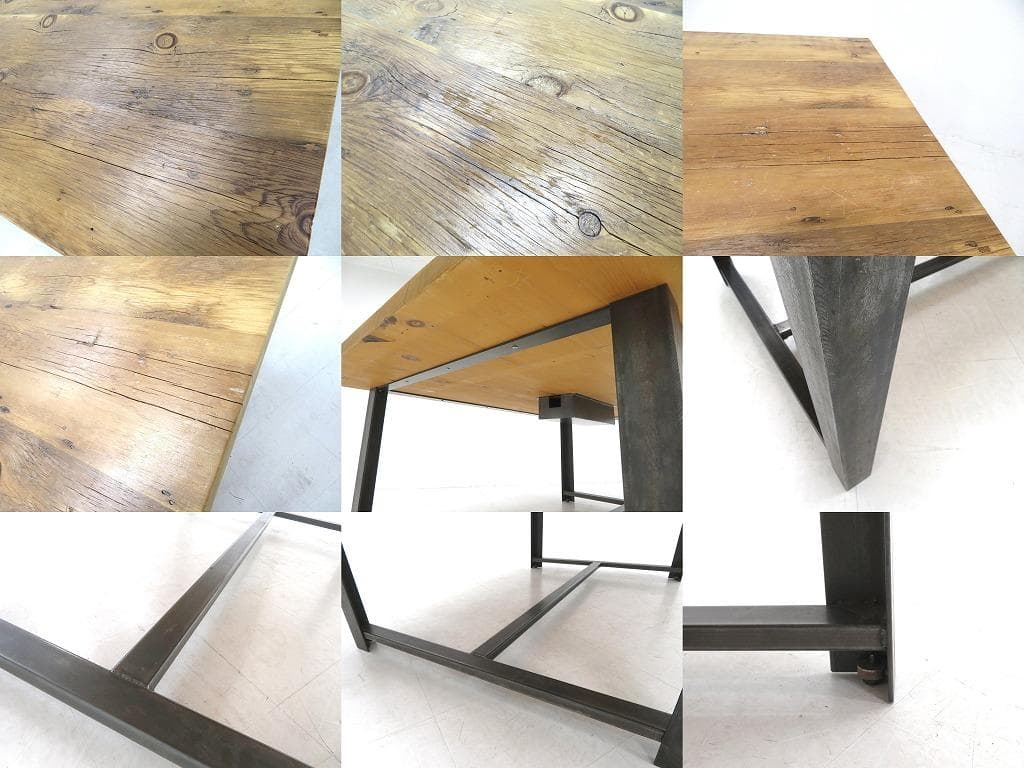 展示品　インダストリアル　無垢材　アイアン　ダイニングテーブル　作業台　カフェ