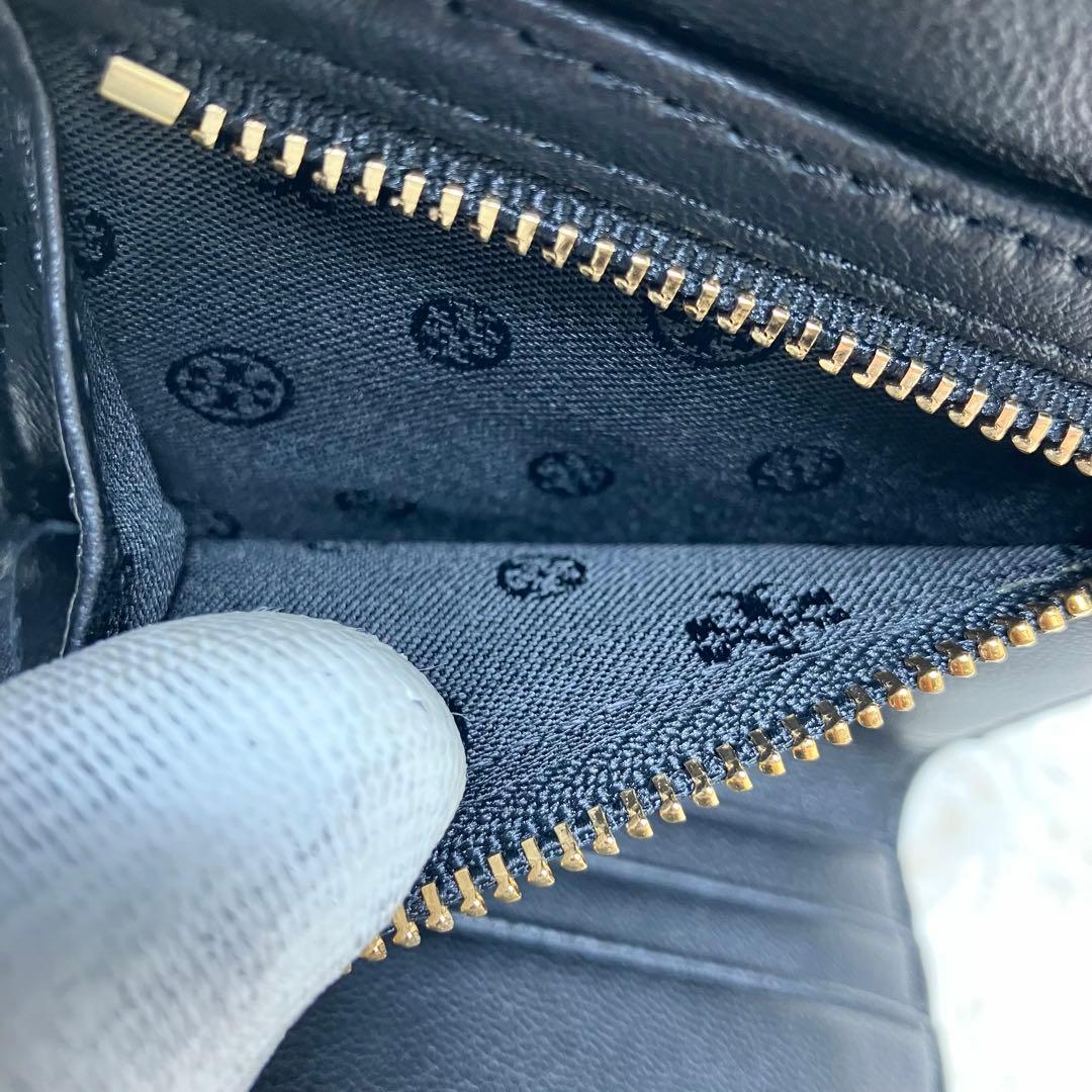 【極美品】トリーバーチ＊キルティング 三つ折りレザーブラック