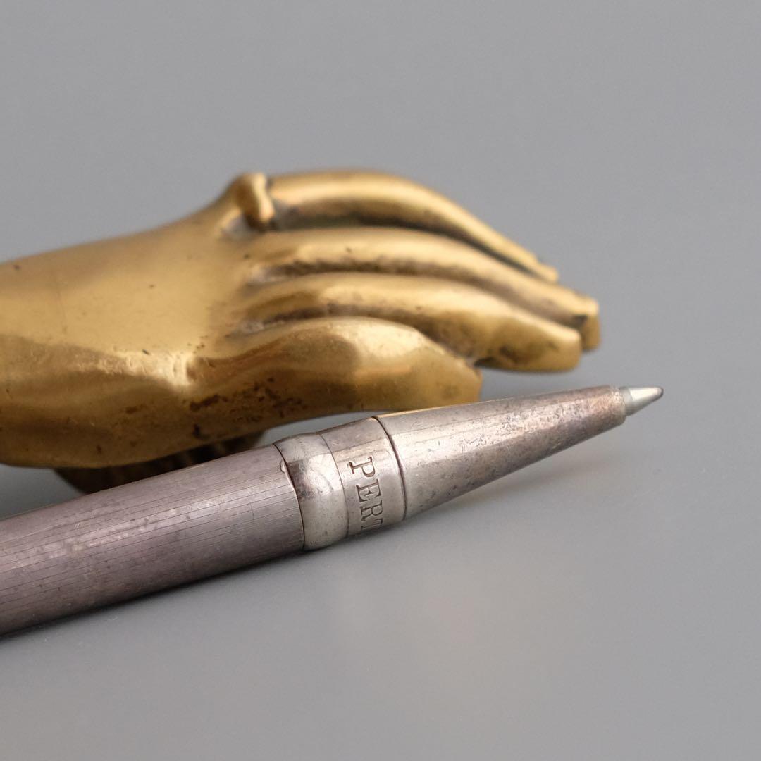 1970年 イタリア製925純銀製ノック式ボールペン、PERTEGAZ ペン軸 レトロ