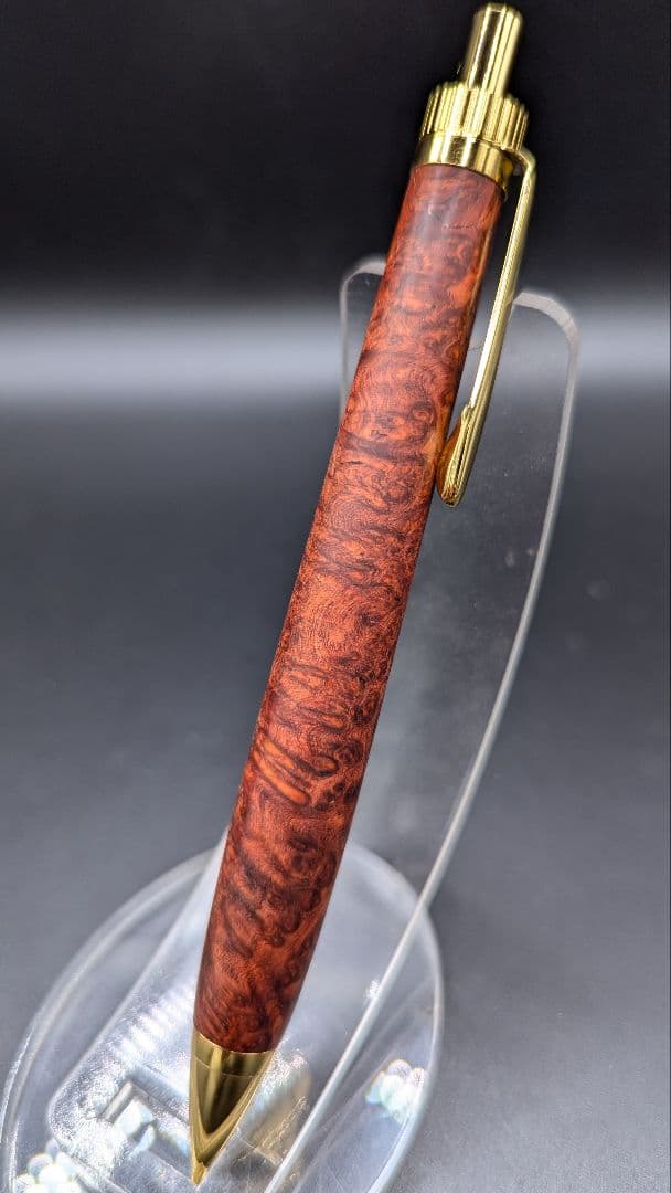 456ペン工房翌檜 極上 本花梨瘤杢 木軸シャーペン ボールペン