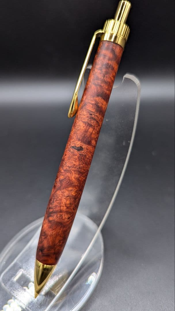 456ペン工房翌檜 極上 本花梨瘤杢 木軸シャーペン ボールペン