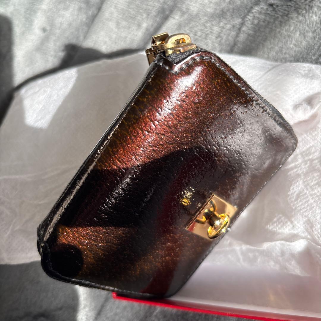 セリーヌ ケース SHEFFIELD 黒・茶×ゴールド金具