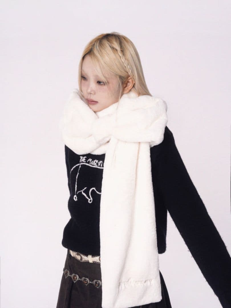 Pincunomaru リボンマフラー ガーリー マフラー 韓国 アパレル