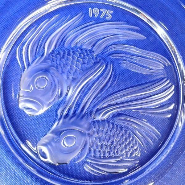 ラリック 金魚 イヤープレート クリスタルガラス 飾り皿 フランス