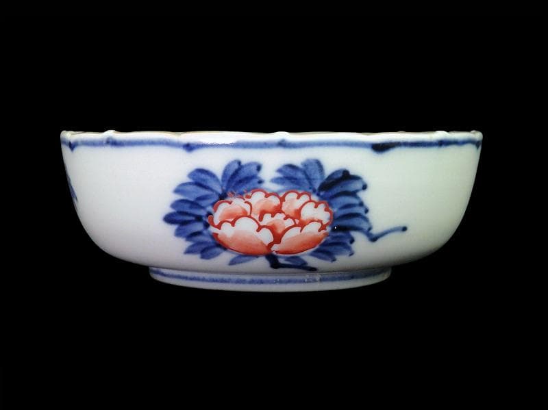 古伊万里 色絵 獅子に波千鳥の図 膾皿 春寒鉢 4客 CZd