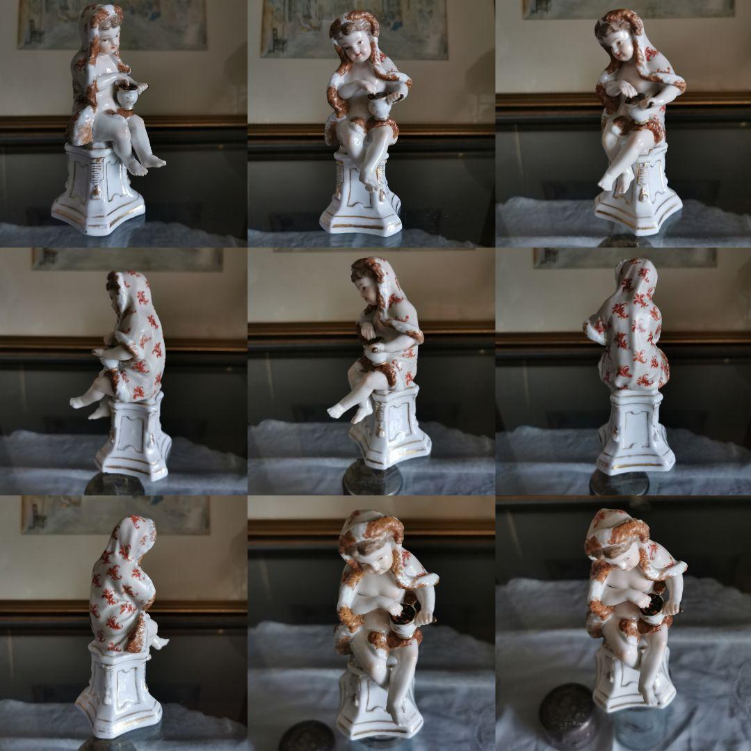 アンティークドイツ 18世紀初期マイセン希少ARⅢポーセリン人形 ポット