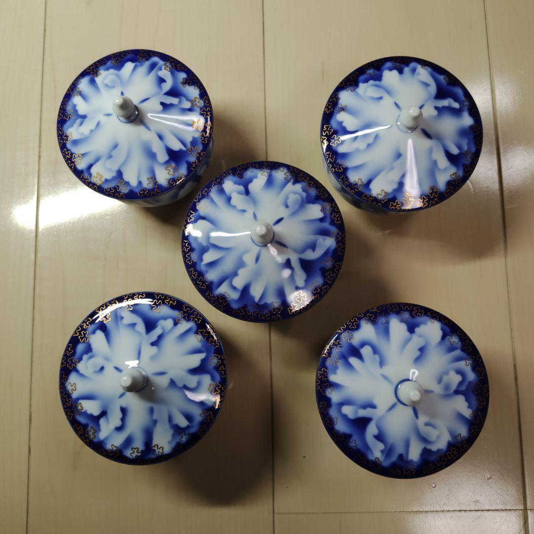 深川製磁 蓋付湯呑 牡丹金ミル柄 5客揃い 箱なし - メルカリ