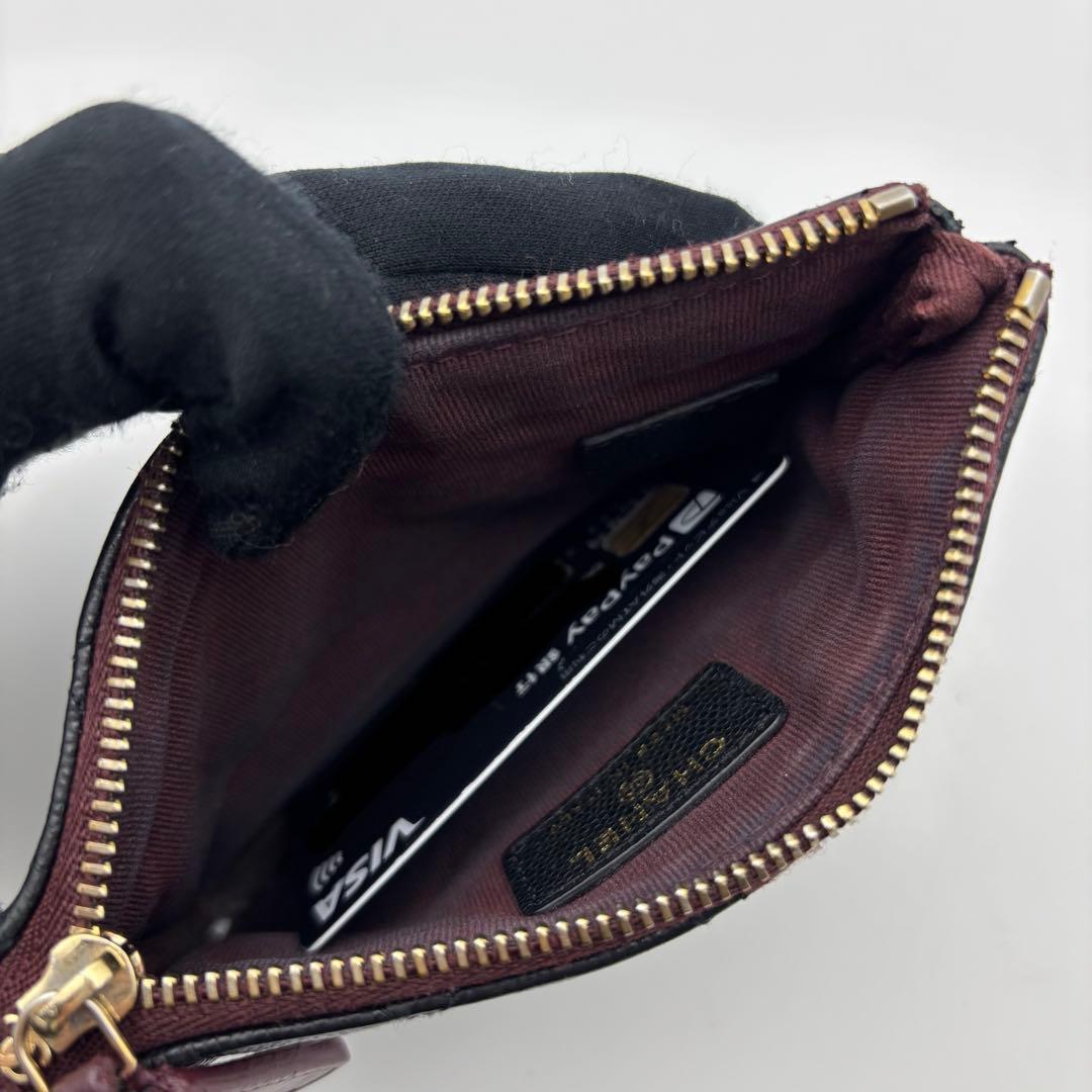 【極美品】CHANEL マトラッセ　キャビアスキン　小銭入れ　ポーチ　黒