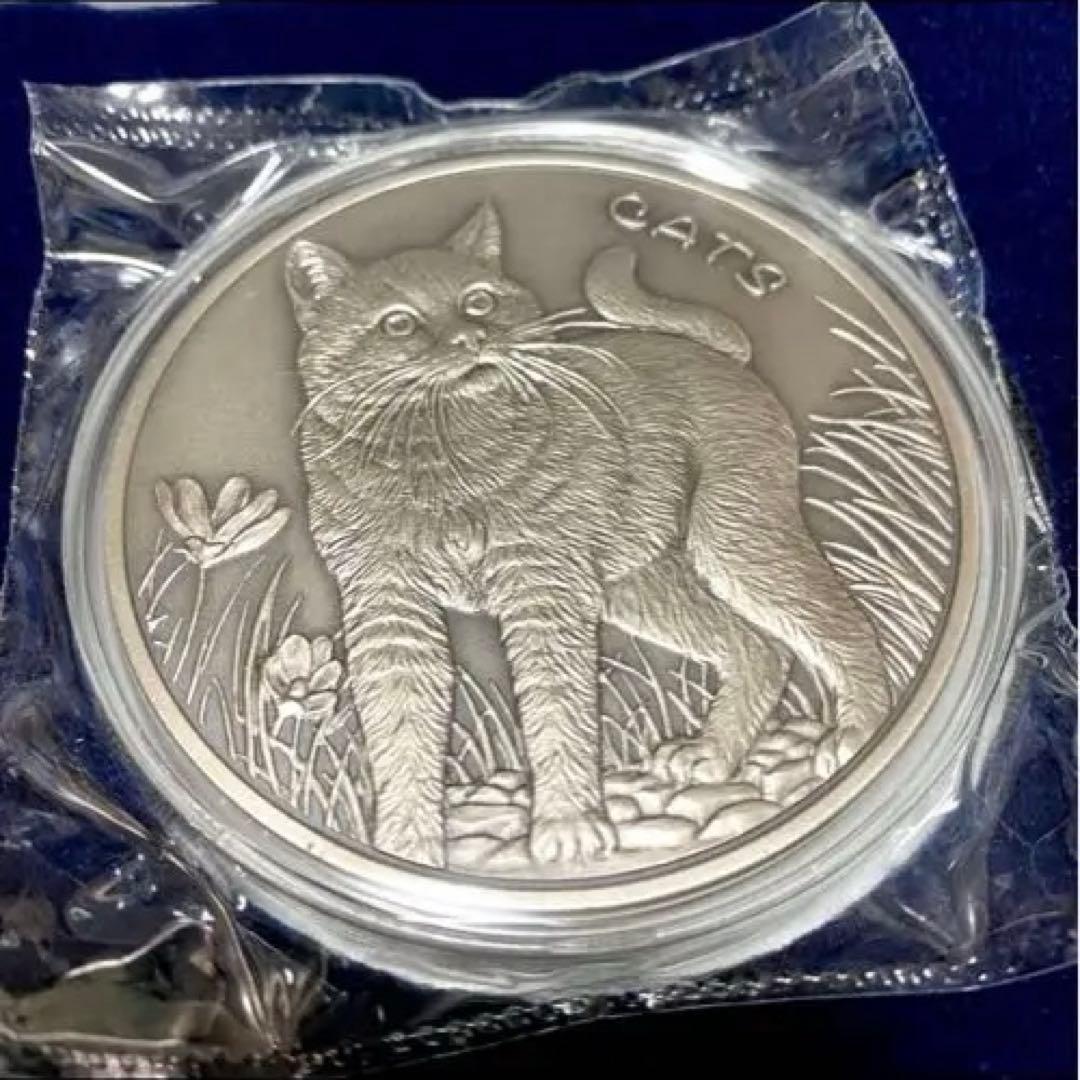5オンス アンティーク2022年 フィジー 5ドル 猫銀貨 限定500枚