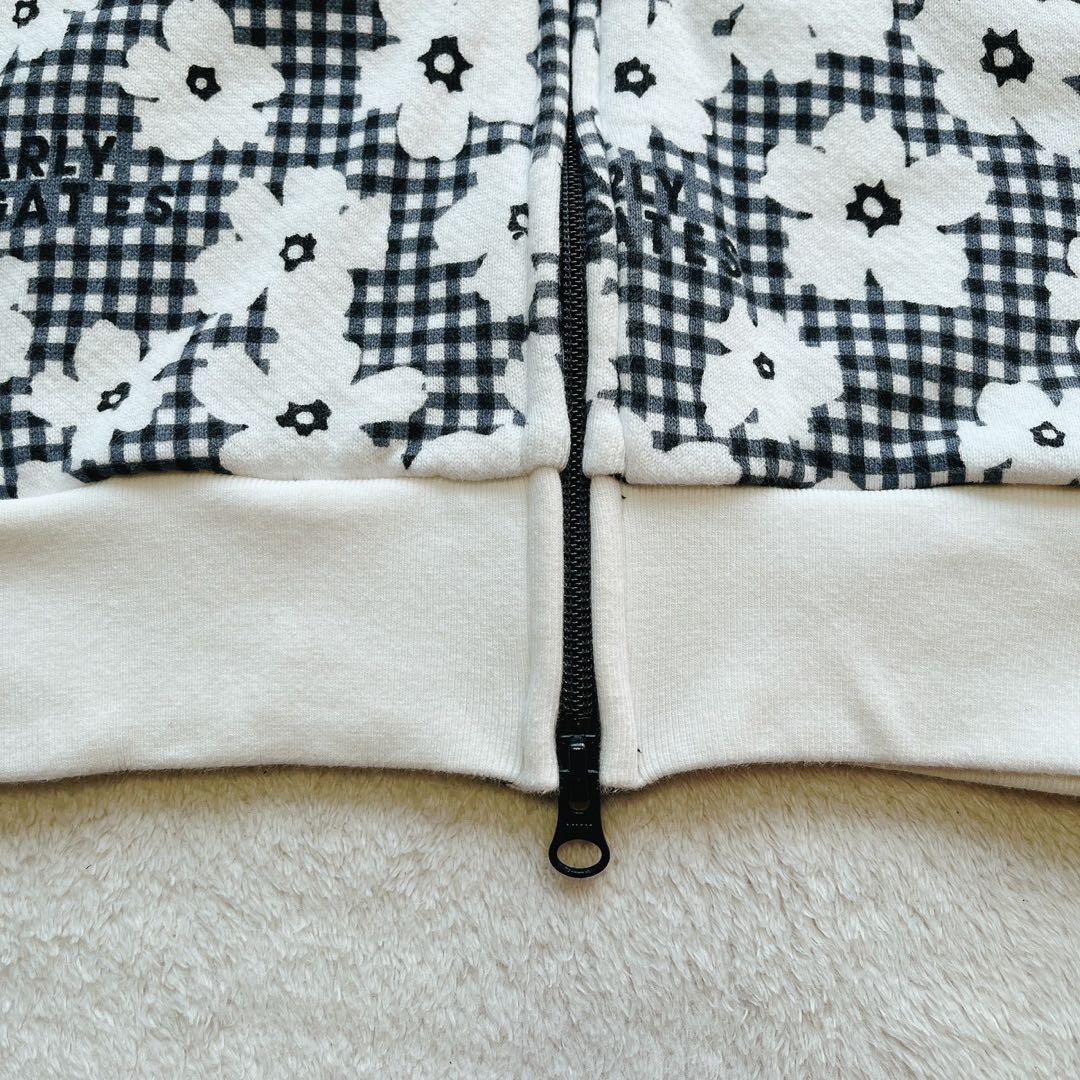 美品　パーリーゲイツ セットアップ　パーカー　スカート　チェック　花柄　裏毛