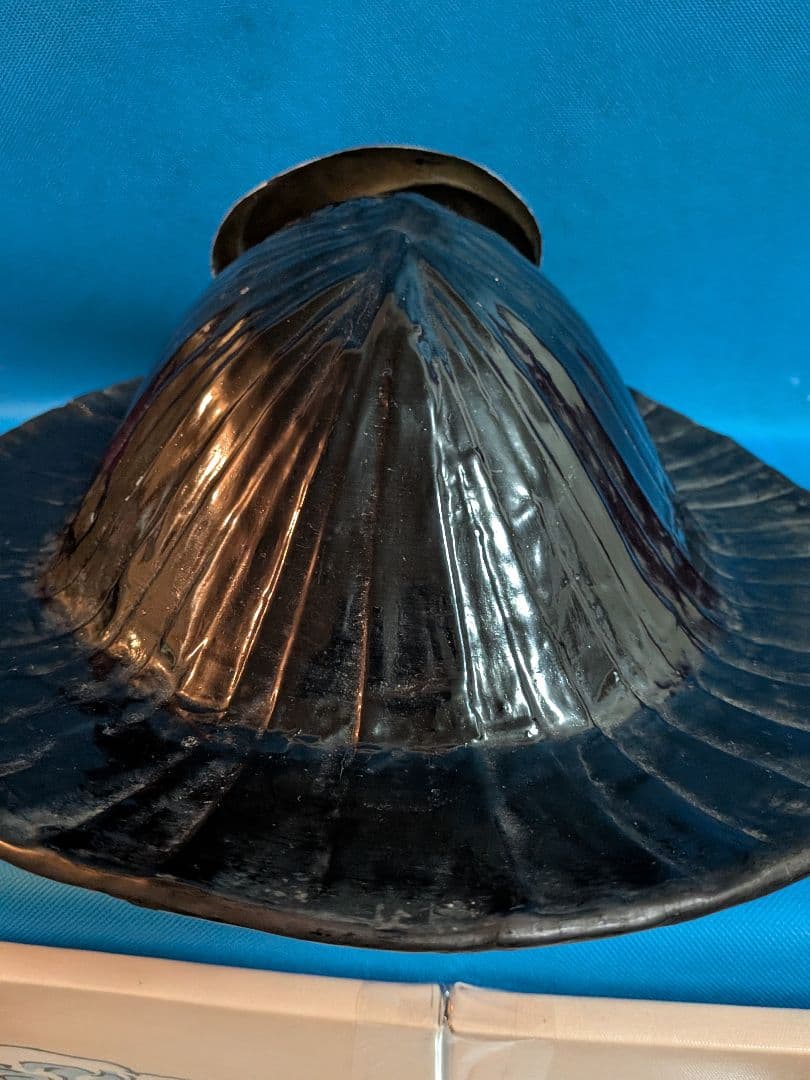 江戸時代中期〜後期頃黒漆塗り武家旧家蔵出し肥後熊本藩領陣笠前立て改良型当時物