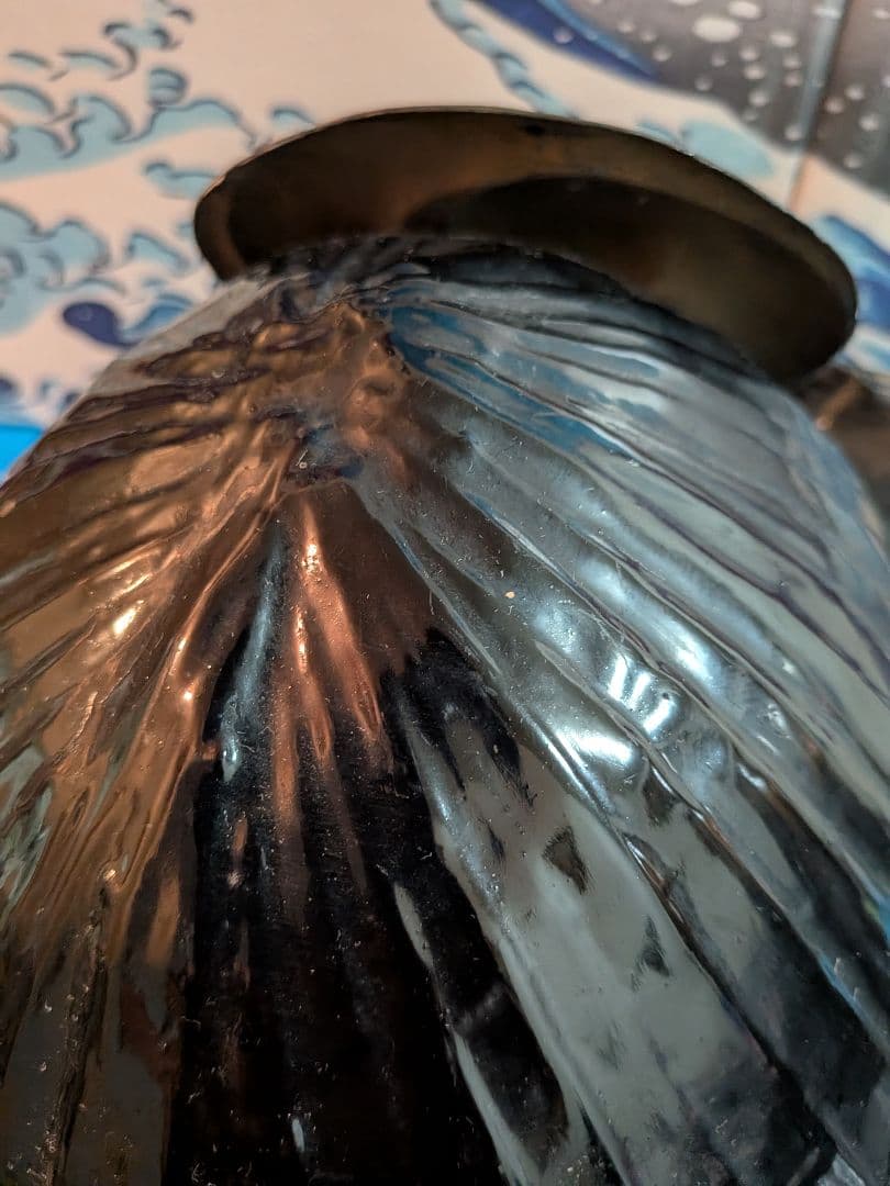 江戸時代中期〜後期頃黒漆塗り武家旧家蔵出し肥後熊本藩領陣笠前立て改良型当時物