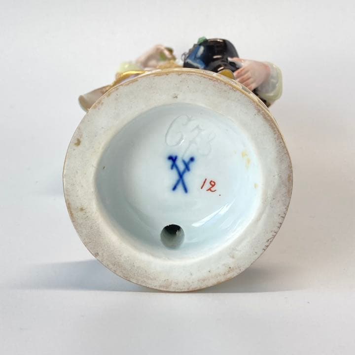 美品古マイセン／アシエ1768年『花摘みの男』大型フィギュリン美品1級