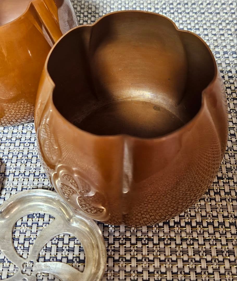 銀座 山崎商店謹製 赤銅 阿古陀香炉 一対 共箱 茶道具 香道具 透かし蓋