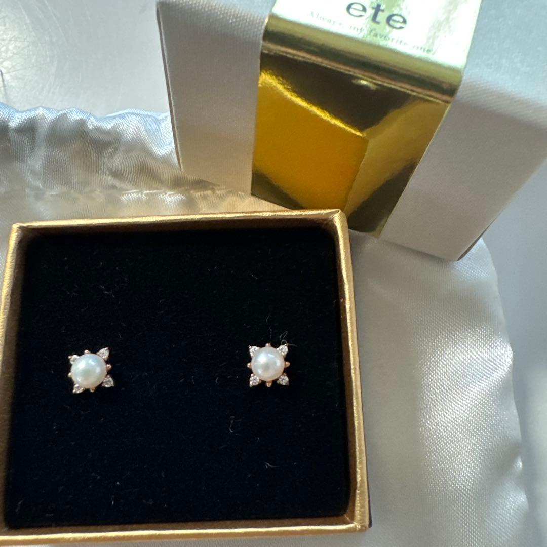 ete パールスタッドピアス 18kYG
