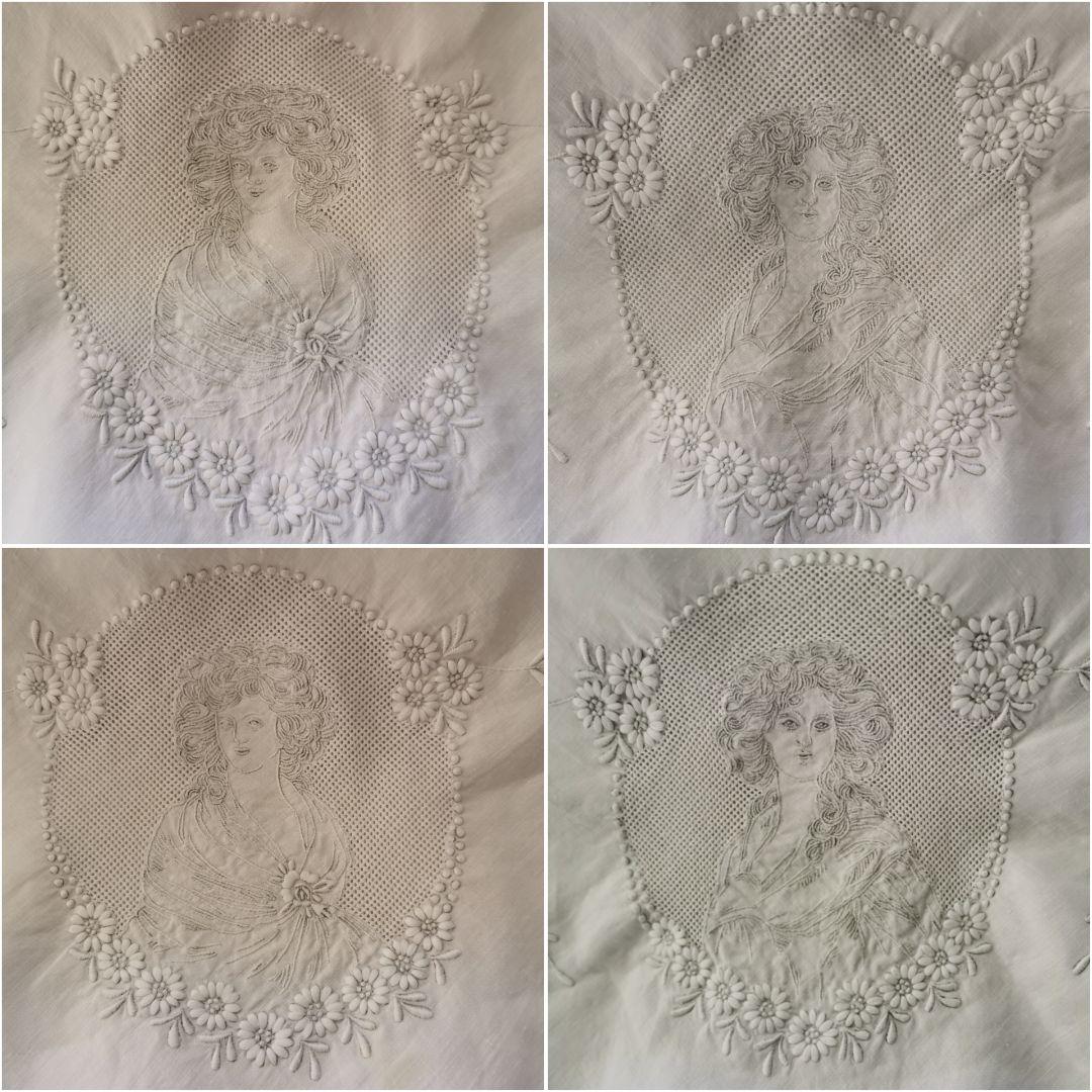 アンティークスイス アペンツェル刺繍 購入 貴婦人達と小花ガーランド