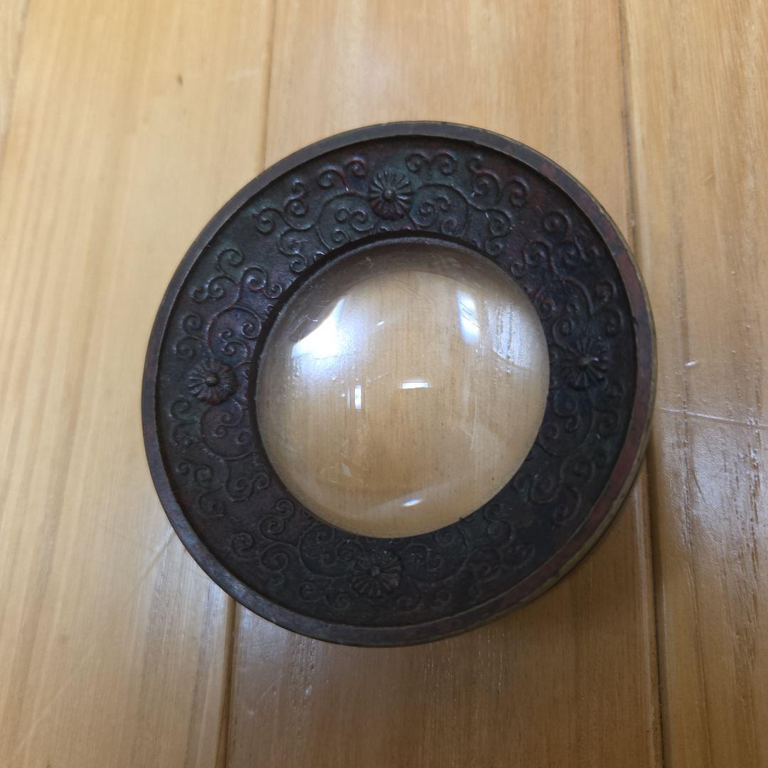 真鍮製？のアンティークな珍品 拡大鏡とフリーカップ2点セット➕️オマケ