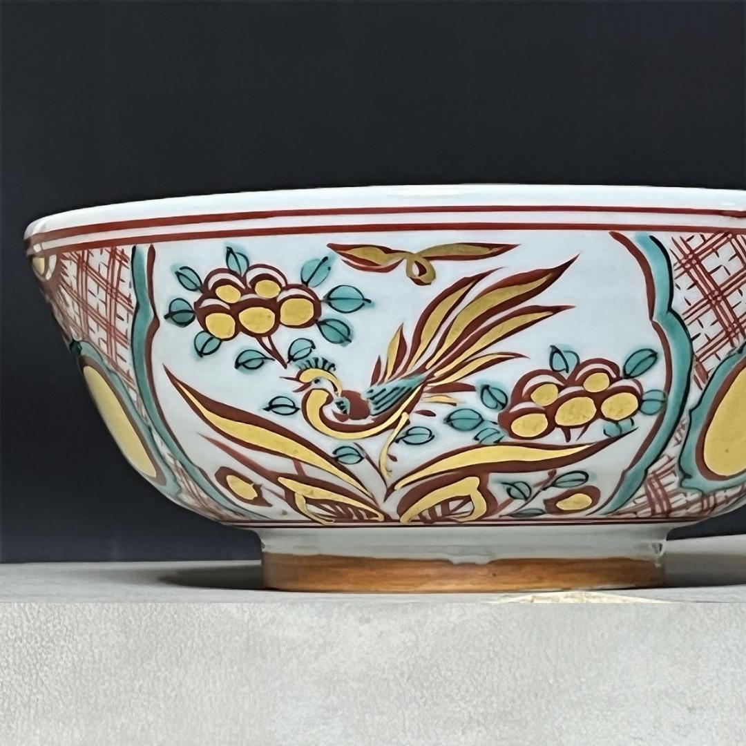 真葛香斎 赤絵 玉取獅子 菓子鉢 共箱 赤絵鉢 十水五