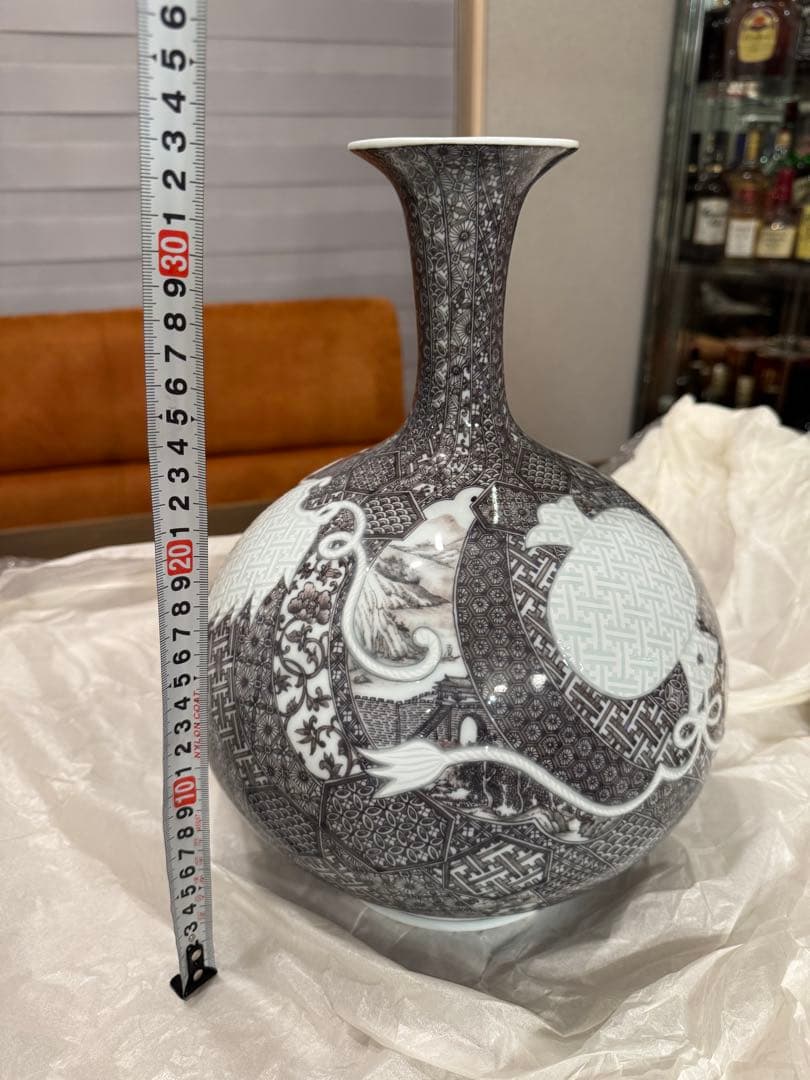 中尾龍純 作⭐︎染付黒マロン地文宝彫⭐︎染龍