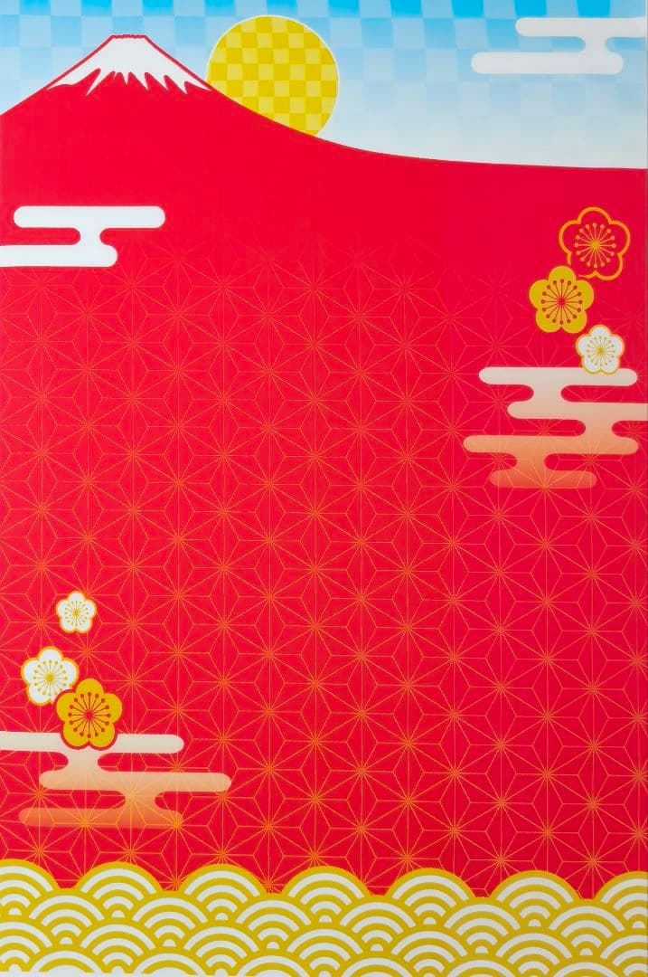 背景布【お正月I】サンプル 縦長 ペット撮影用ブース年賀状 梅の花 和柄