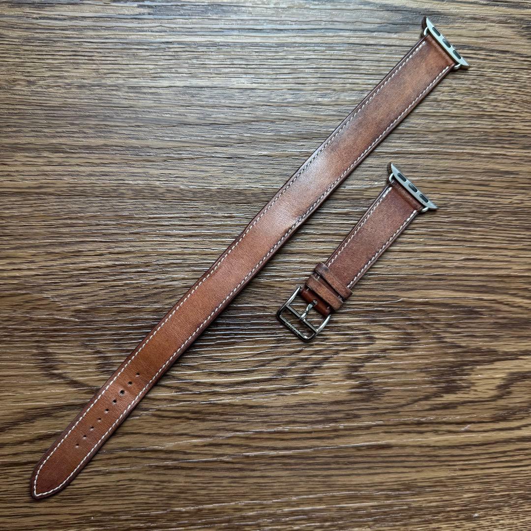 2396 Apple Watch エルメスブラウン二重巻きバンドレザー