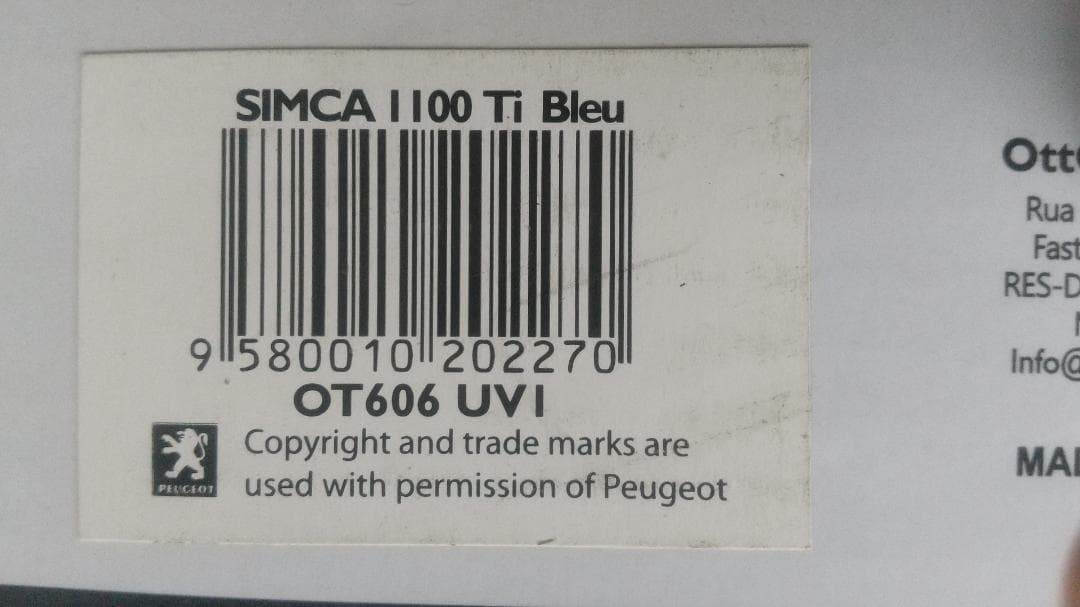 OTTO mobile SIMCA 1100 Ti Bleu ミニカー 1/18