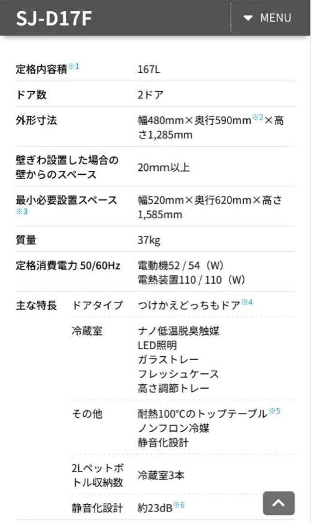 SHARP シルバー 2ドア冷蔵庫 167L