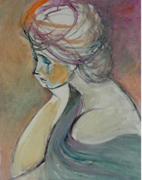 油絵 菅家令子 絵 絵画 インテリア 額付(黒) F6-080712 人物 女性