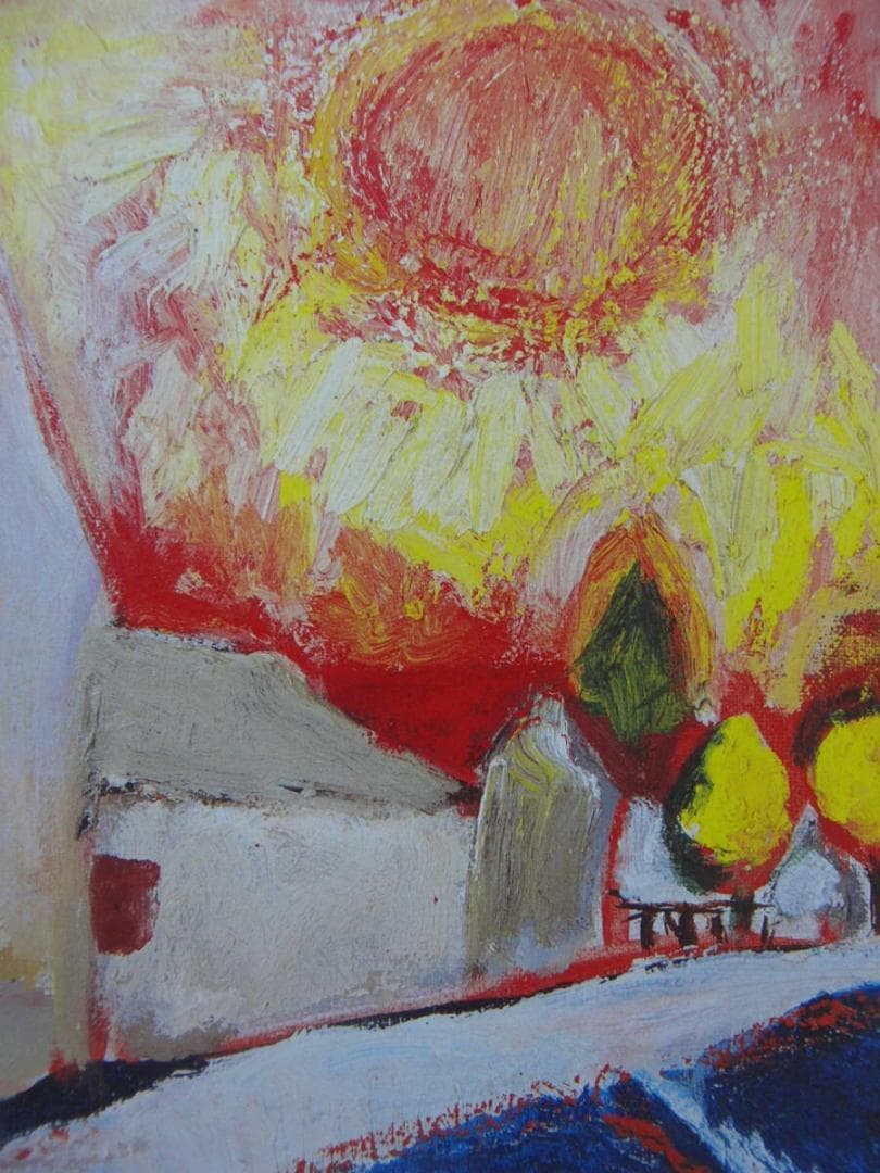 赤堀 尚「真夏のモレ郊外」、人気作品、希少画集・額装画、新品国産額にて額装付