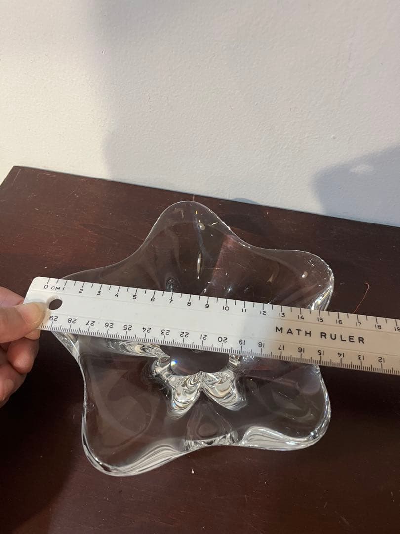 バカラ クリスタル 透明ガラス フラワー花型皿 美術品・アンティーク