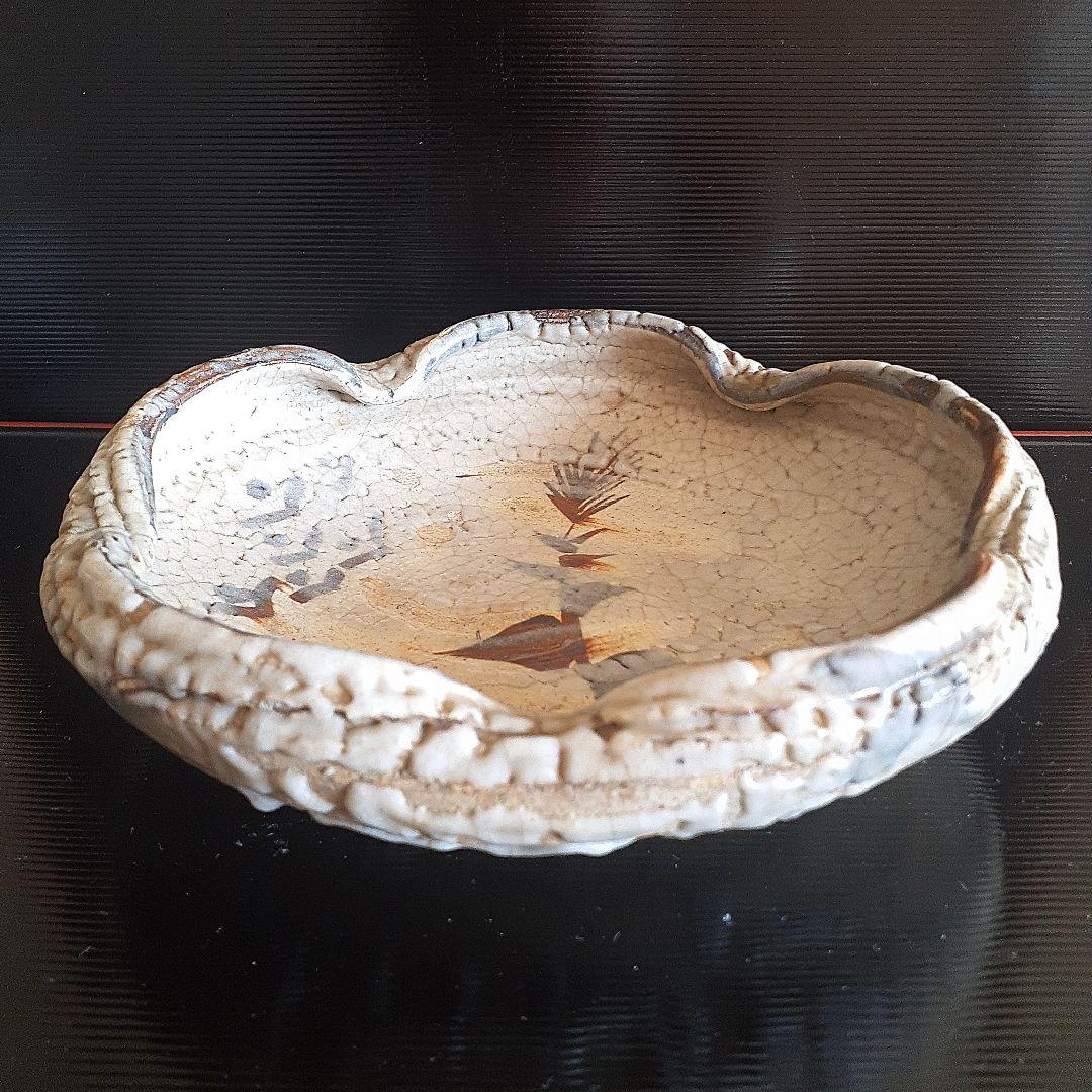 江戸時代古絵志野菓子器箱付き 江戸時代古絵志野菓子器