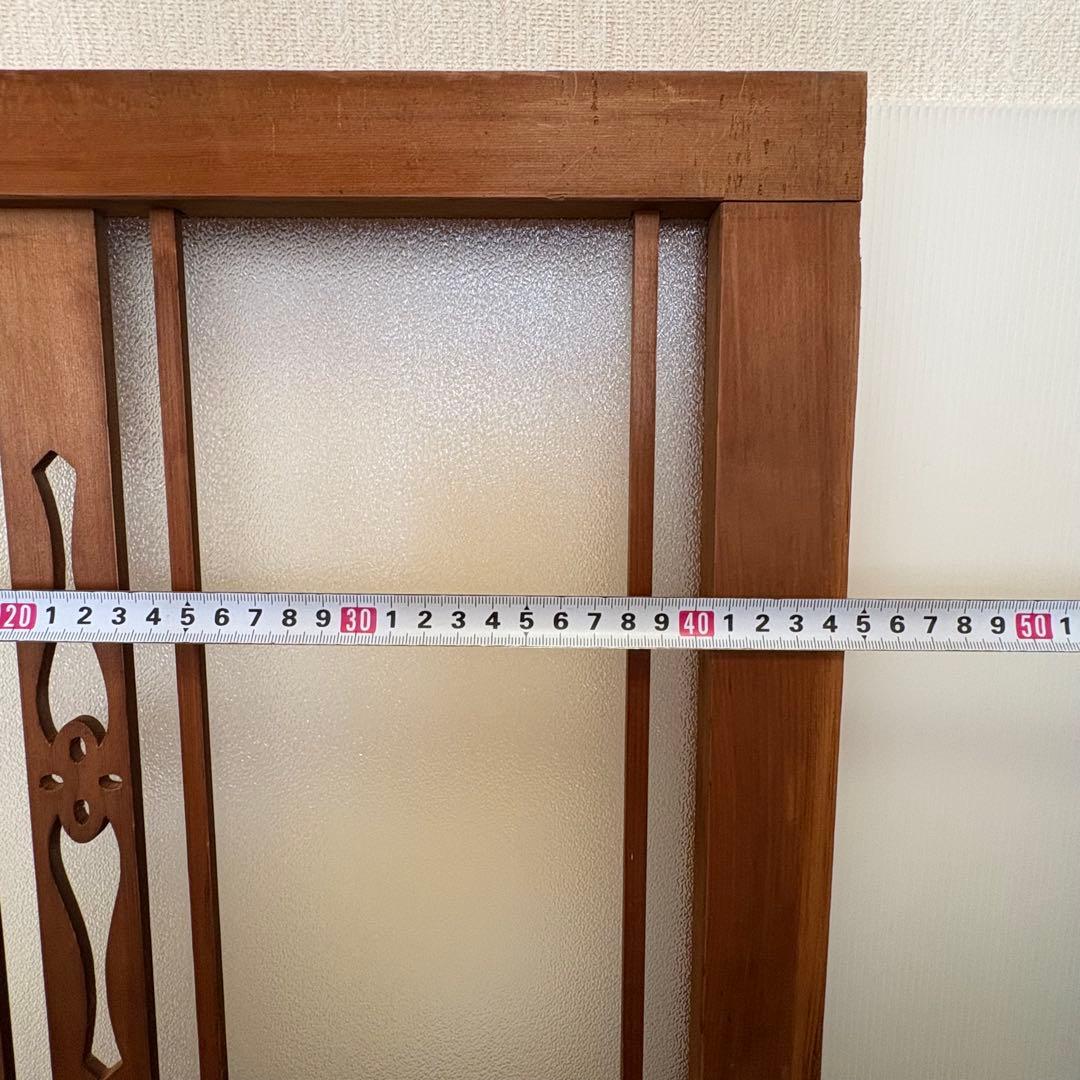 昭和板型ガラス 木枠付き 透かし彫り パーテーションの部品 間仕切り 衝立