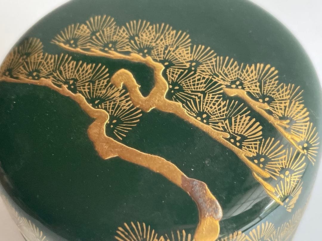 茶道具 平安 漆翁斎 青漆 松蒔絵 中棗 紫野 細合喝堂