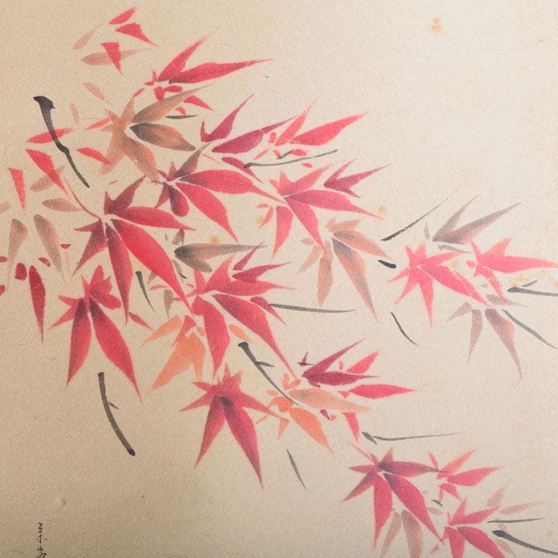 掛軸 紫野 小林太玄書 宗峯画賛 「紅葉の図」 もみじばに 共箱 C 8690A