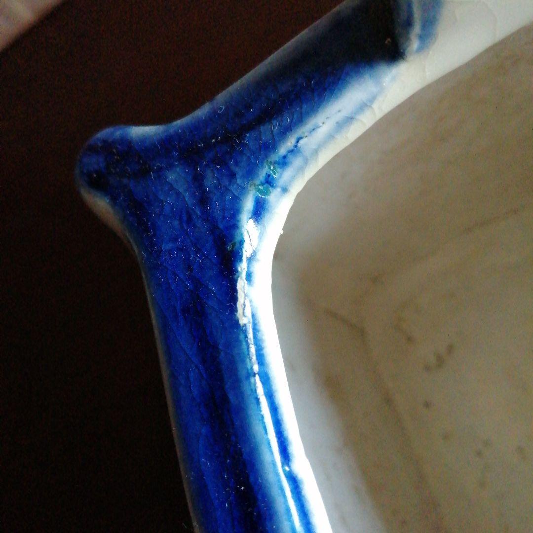 瀬戸焼　染付四方手桶　17.5cm　明治～昭和初期