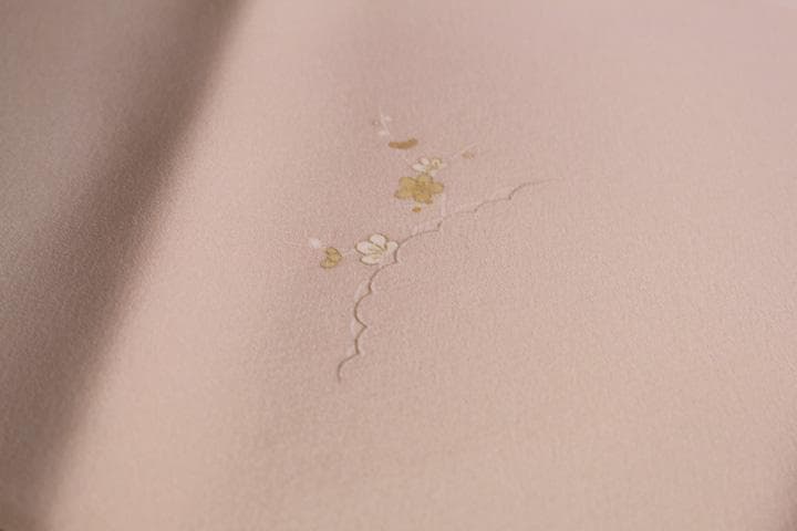 新品 送料込 正絹 手描き 京友禅 附け下げ サーモンピンク系 反物 新品
