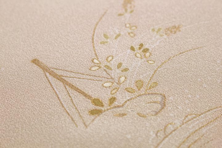 新品 送料込 正絹 手描き 京友禅 附け下げ サーモンピンク系 反物 新品