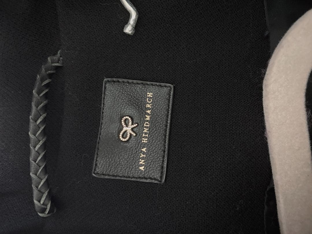 貴重アニヤハインドマーチ 本革ウール切り替えコート ブラック - メルカリ