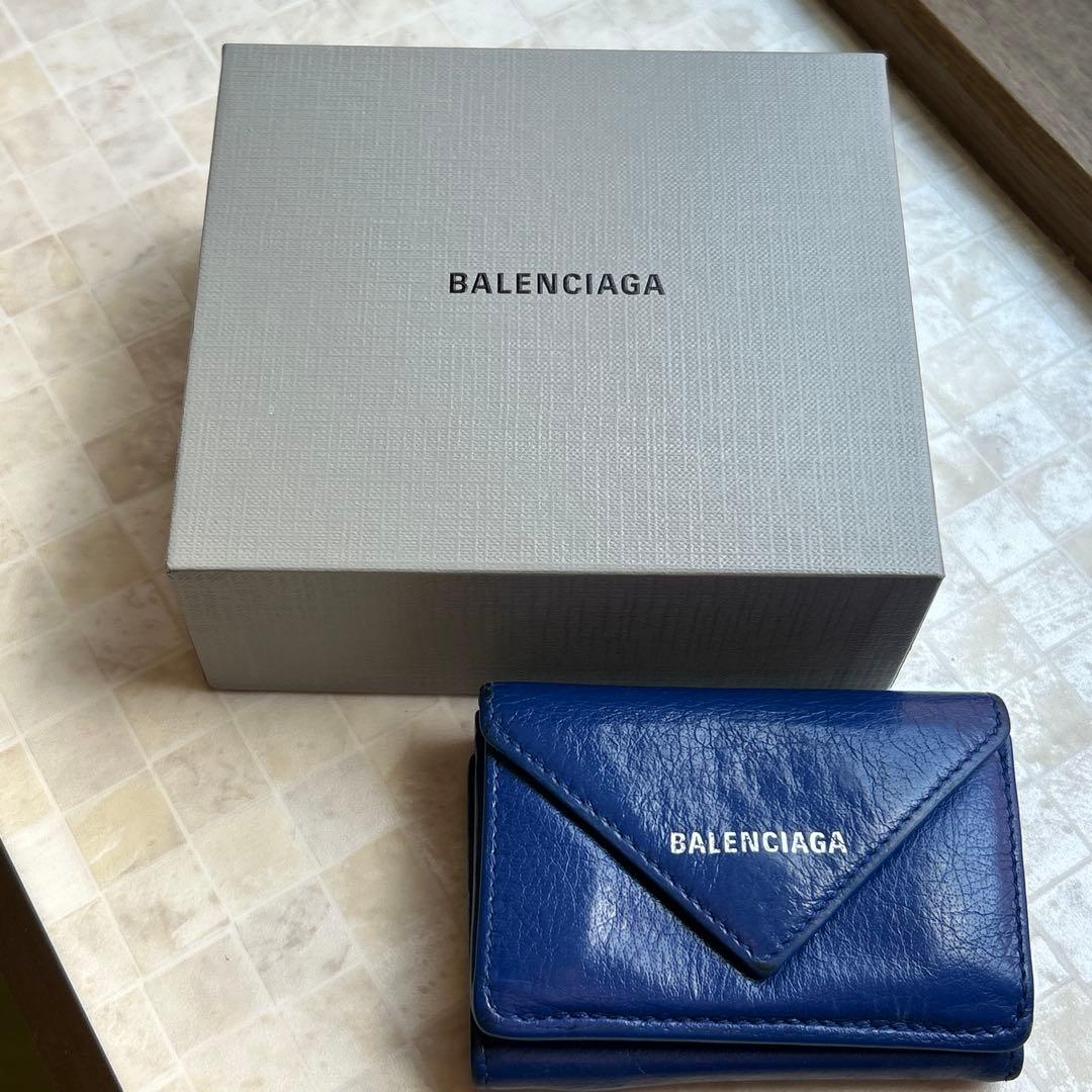 BALENCIAGA 三つ折り財布 青 - メルカリ
