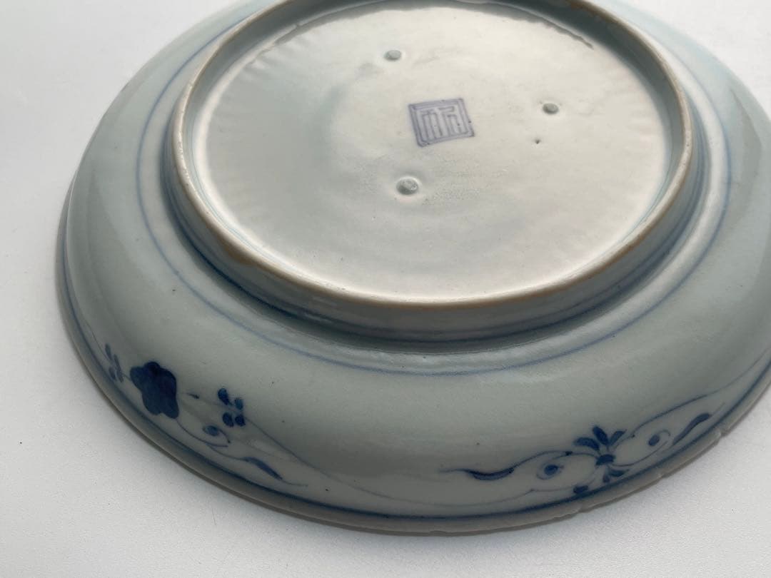 骨董 アンティーク 藍柿右衛門 桐鳳凰文様 六寸皿 丸皿 中皿