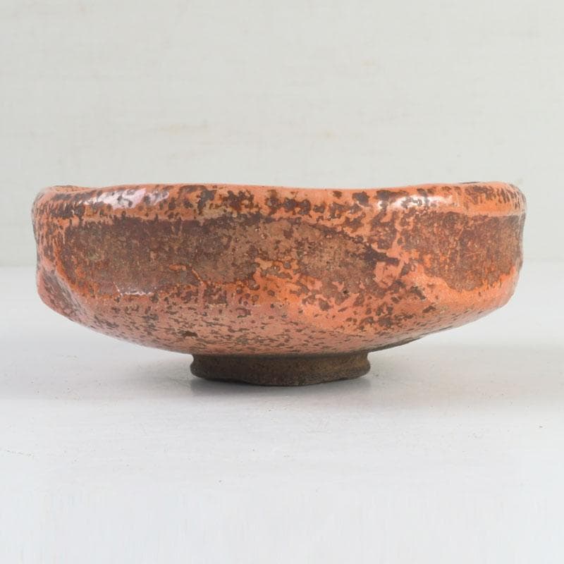 茶道具 芳幽軒 加藤石春作 赤楽茶碗 共布共箱 V 9429