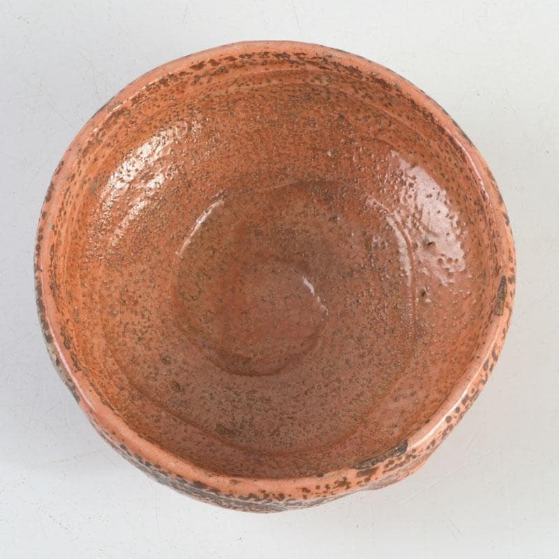 茶道具 芳幽軒 加藤石春作 赤楽茶碗 共布共箱 V 9429