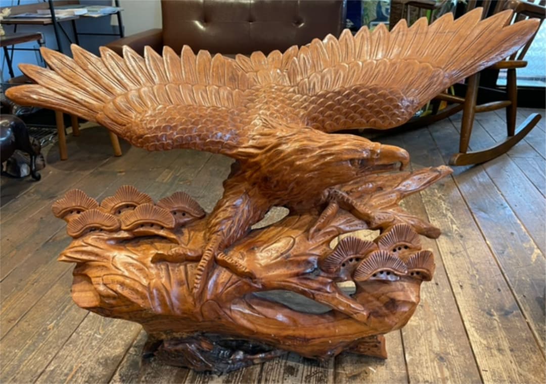 鷲木彫り超特大※引取限定骨董彫刻置物