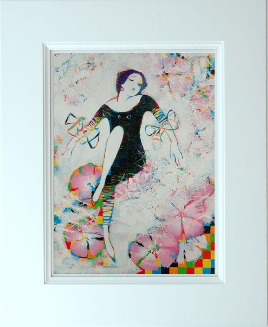 油絵 菅家令子 絵 絵画インテリア 額付(黒) uF6-010211 人物 女性