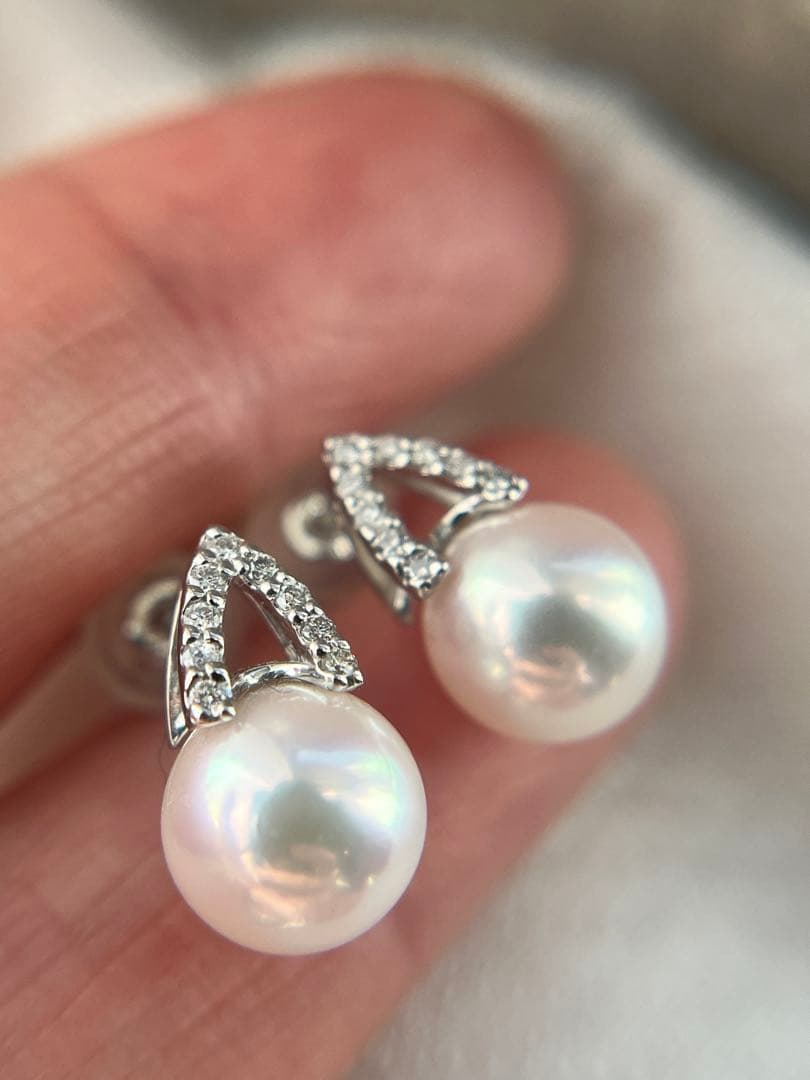 南洋白蝶真珠パールピアス11mmシルバーカラーK14WG製 (M0114-4)K18YG