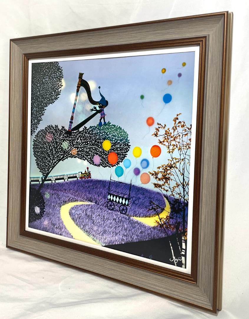 新品】藤城清治「ラヴェンダーの幻想」ポスター 複製画 額付 アクリル