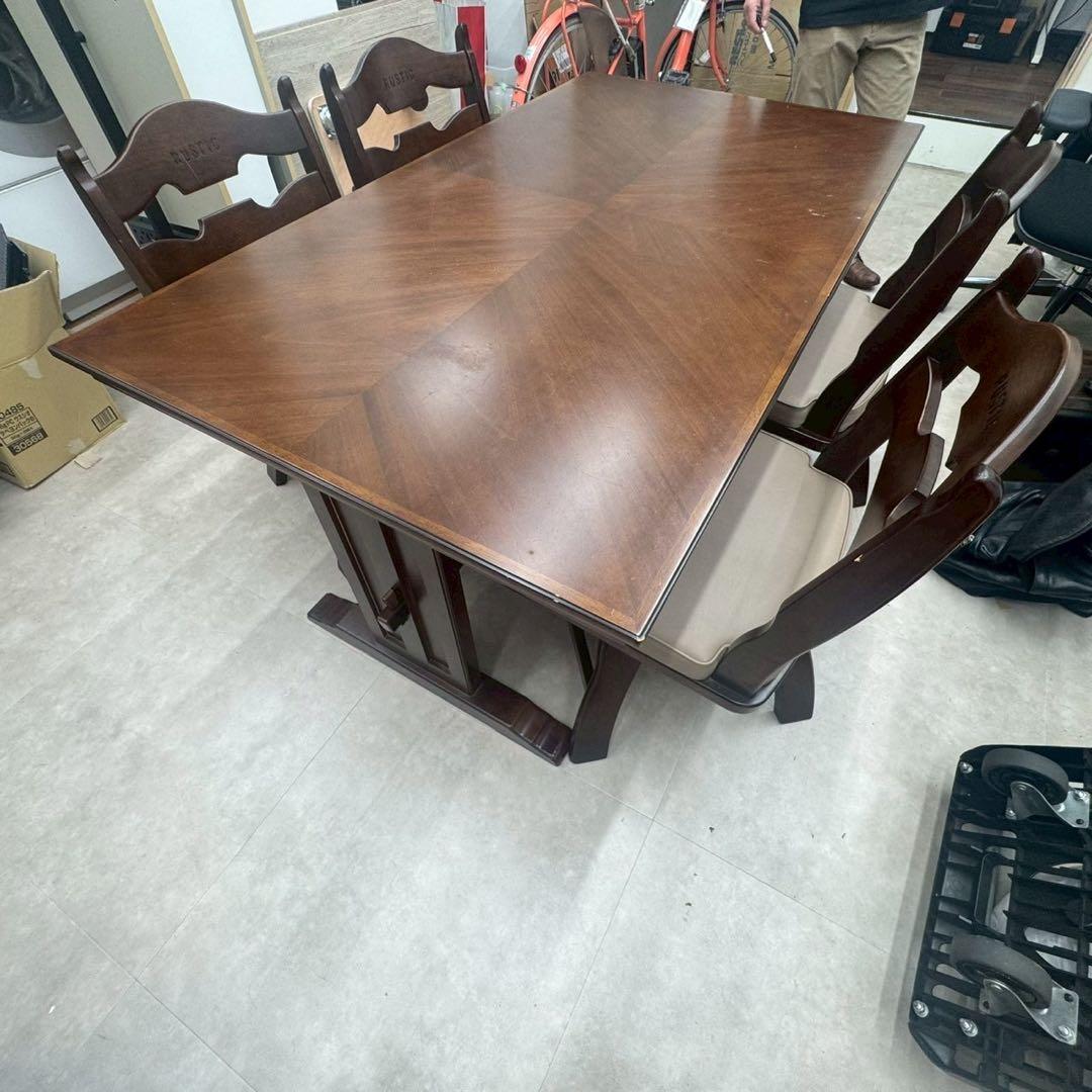 カリモク　ダイニングテーブル 回転チェア　4脚　ルスティック