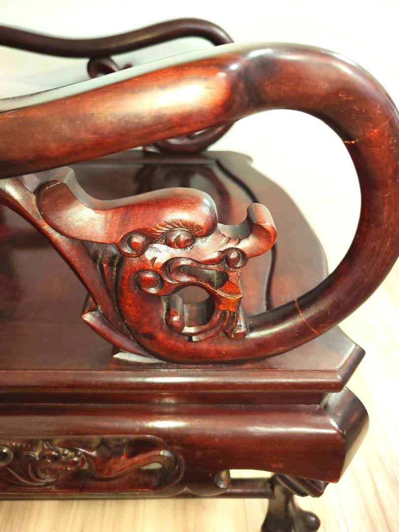 残り2脚 希少骨董 大理石インレイ椅子 玉座 宮廷 紅木 紫檀黒檀花梨李