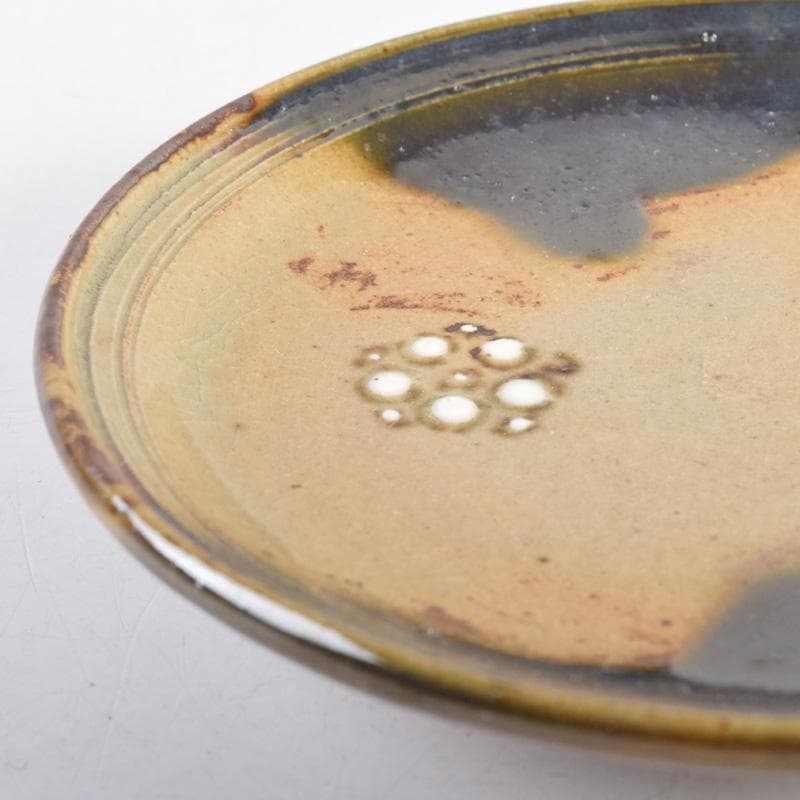 和食器 竹里庵 葵窯 加藤春二作 織部 花文 銘々皿 五客 共箱 C 8322