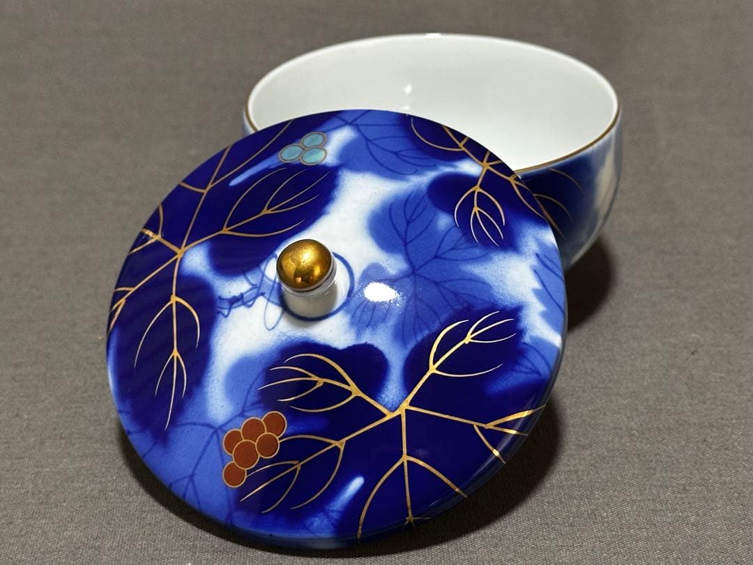 有田焼 深川製磁 染錦葡萄 茶器揃（急須、蓋付き湯呑み，湯冷まし